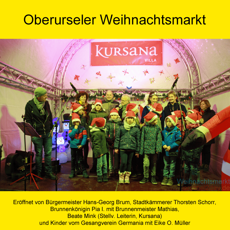 Eröffnet von Bürgermeister Hans-Georg Brum, Stadtkämmerer Thorsten Schorr, Brunnenkönigin Pia I. mit Brunnenmeister Mathias, Beate Mink (Stellv. Leiterin, Kursana) und Kinder vom Gesangverein Germania mit Eike O. Müller.