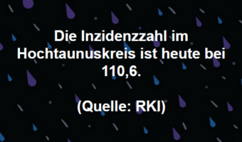 Die Inzidenzzahl im Hochtaunuskreis ist heute bei 110,6. (Quelle: RKI)