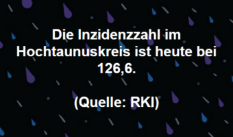 Die Inzidenzzahl im Hochtaunuskreis ist heute bei 126,6. (Quelle: RKI)