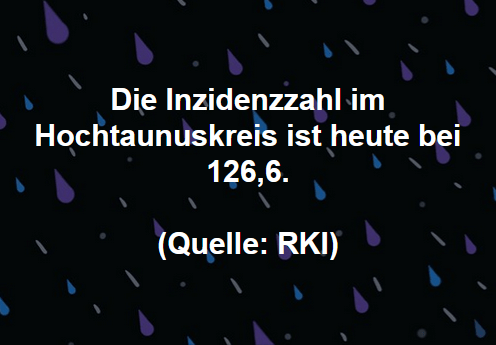 Die Inzidenzzahl im Hochtaunuskreis ist heute bei 126,6. (Quelle: RKI)