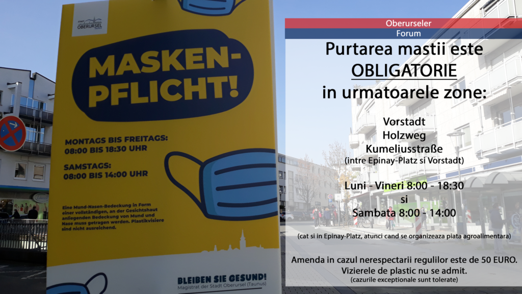 [ROMÂNĂ] Purtarea mastii este OBLIGATORIE in urmatoarele zone