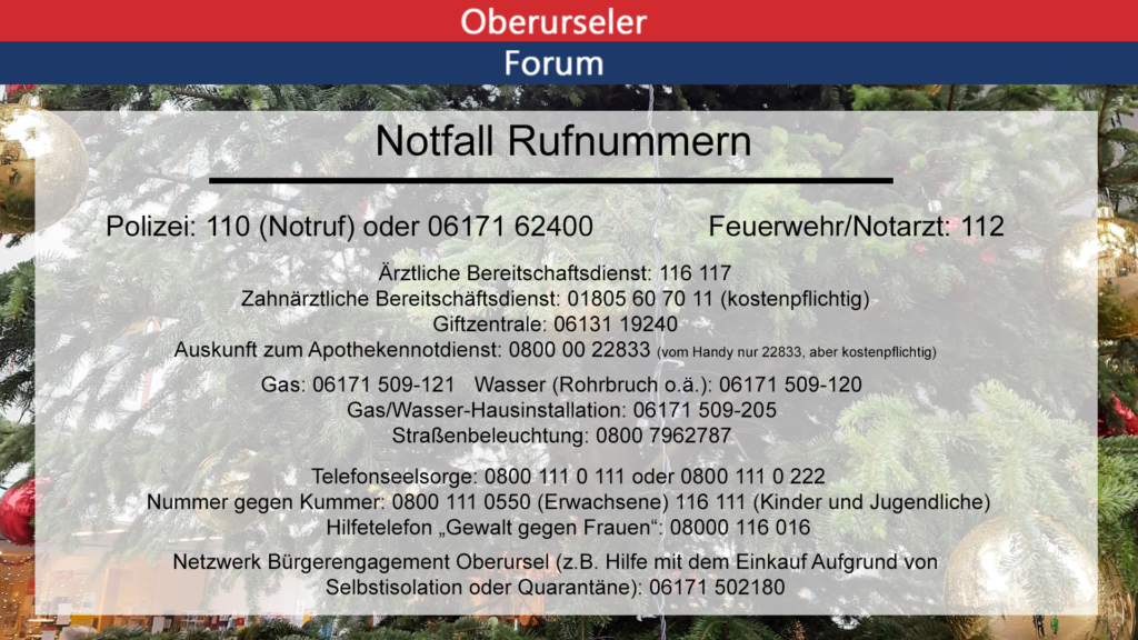 Notfall Rufnummern