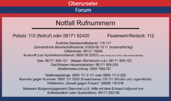 Für den Notfall... hier sind die wichtigsten Telefonnummern auf einem Blick.