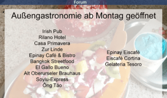 Außengastronomie ab Montag (17.5.) geöffnet