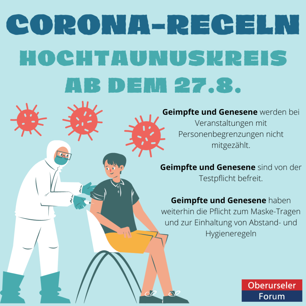 Corona Regeln ab dem 27.8. im Hochtaunuskreis