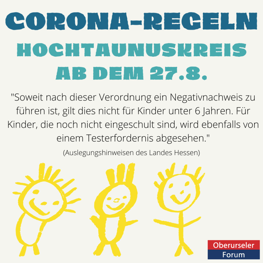 Corona Regeln ab dem 27.8. im Hochtaunuskreis