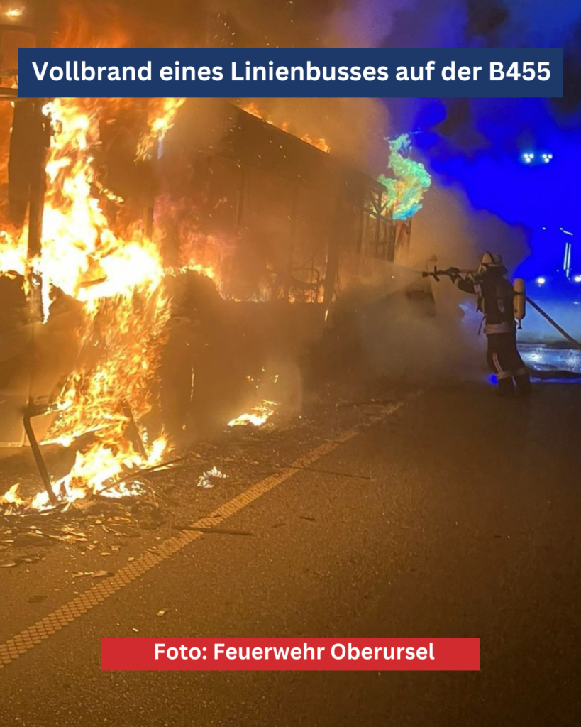 Vollbrand eines Linienbusses auf der B455