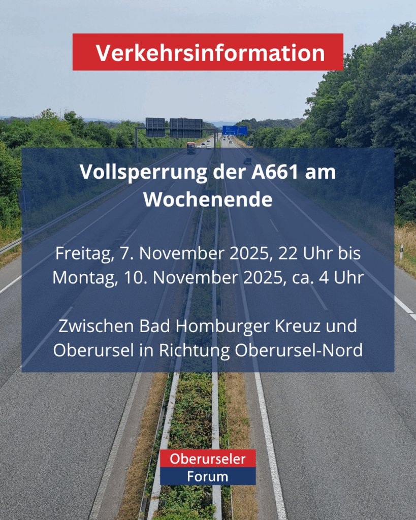 A661 am Wochenende in Richtung Oberursel-Nord gesperrt