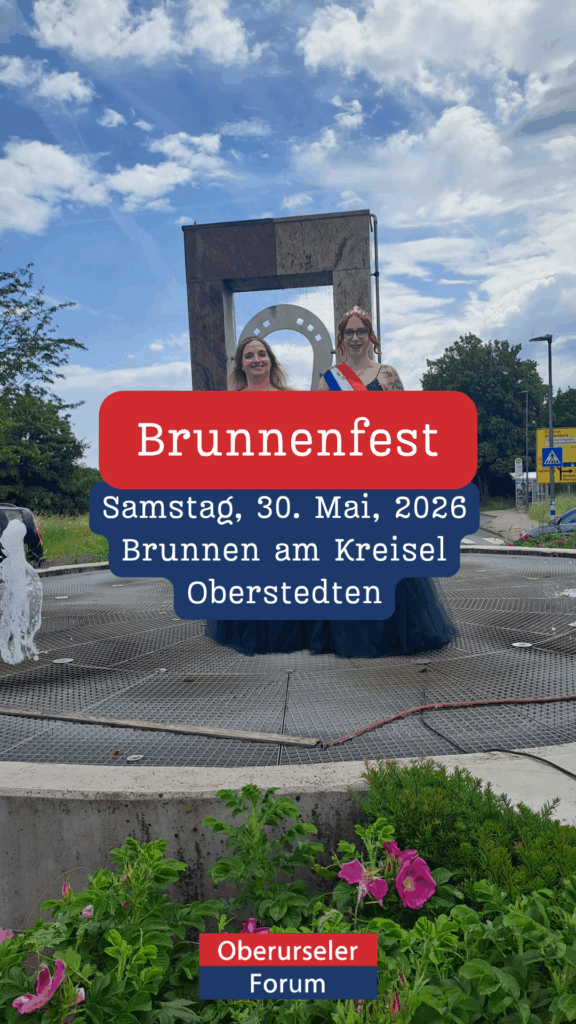 Brunneneinweihung 2026 - Brunnen am Kreisel, Oberstedten - mit Brunnenkönigin Emily I., Brunnenmeisterin Michèle und Ex-Brunnenkönigin Tina-Maria I. Samstag, 30. Mai, 2026.